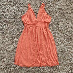 Peach Deep V Dress